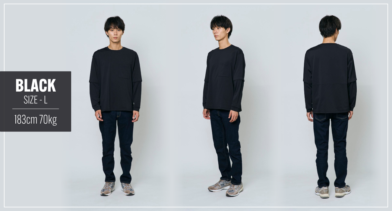 BLACK SIZE L 183cm 70kg 長袖の着用イメージ