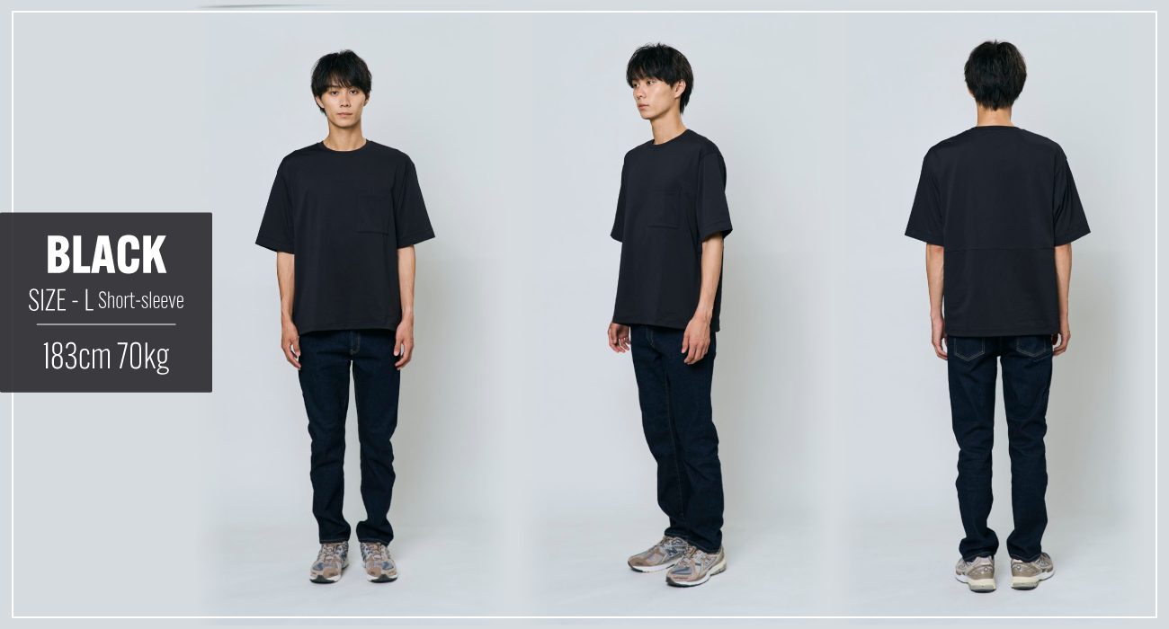 BLACK SIZE L 183cm 70kg 半袖の着用イメージ