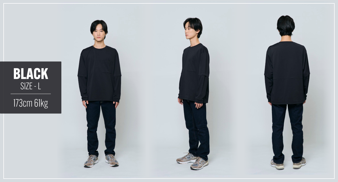 BLACK SIZE L 173cm 61kg 長袖の着用イメージ