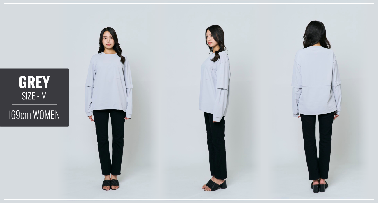 GREY SIZE M 169cm WOMEN 長袖の着用イメージ
