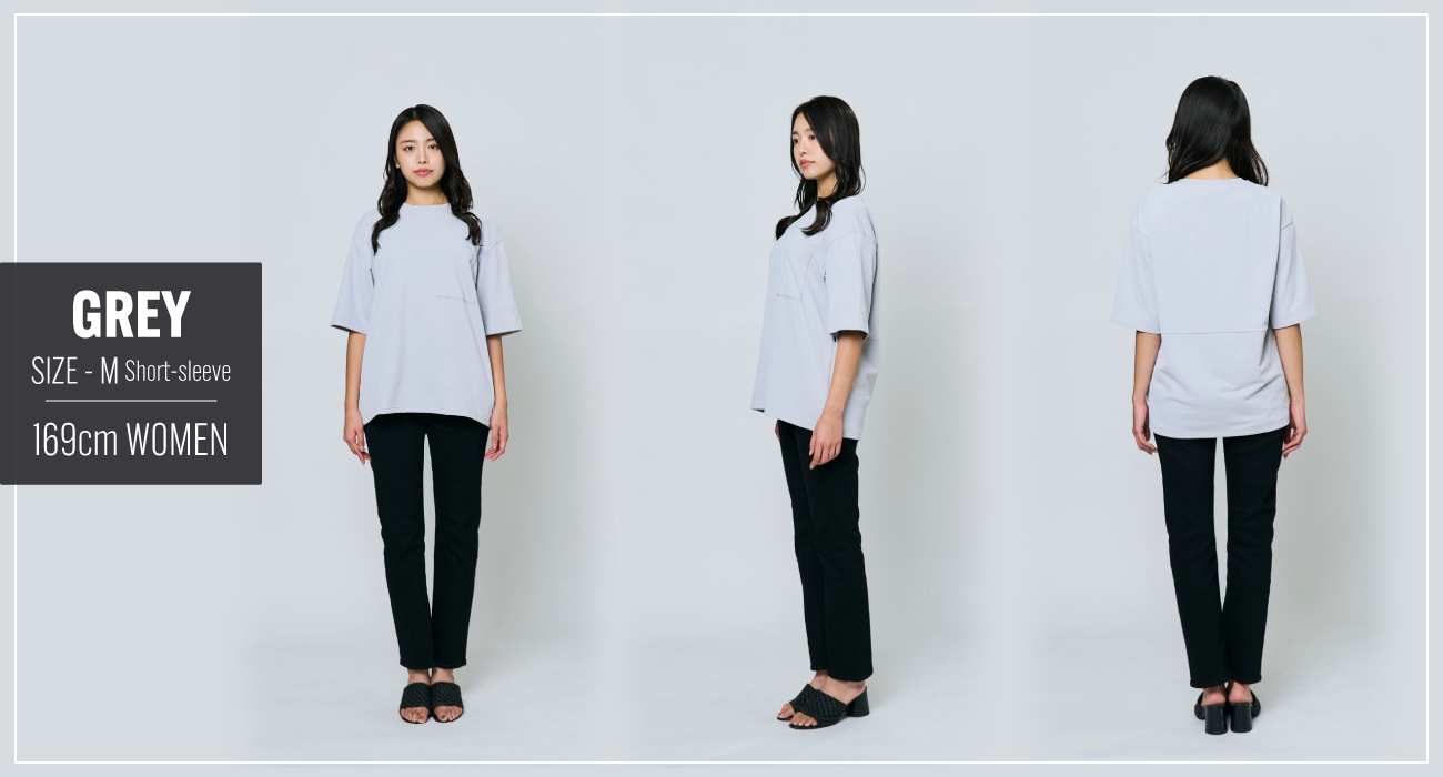 GREY SIZE M 169cm WOMEN 半袖の着用イメージ