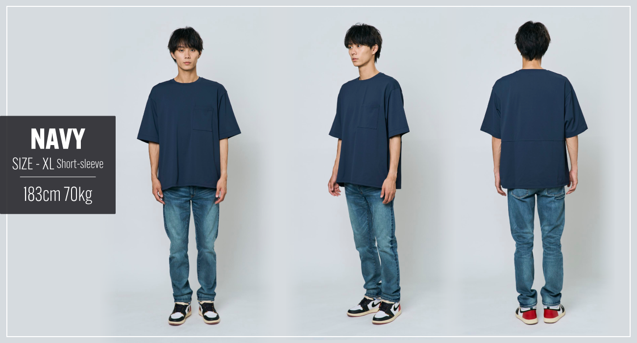 NAVY SIZE XL 183cm 70kg 半袖の着用イメージ